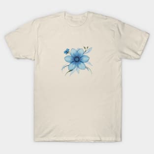 Elegant Blue Flower Design T-Shirt